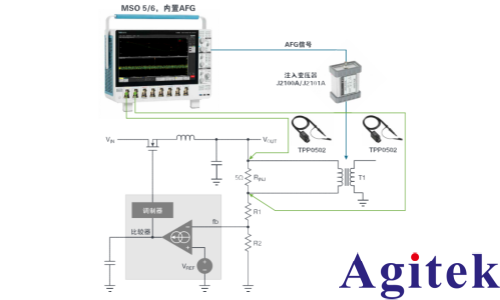 使用泰克MSO5B示波器测量电源的控制环路响应(图2) 使用泰克MSO5B示波器测量电源的控制环路响应(图2)